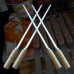 17-Inch Stainless Steel BBQ Skewers with Wooden Handle, Flat Kebab Sticks Set