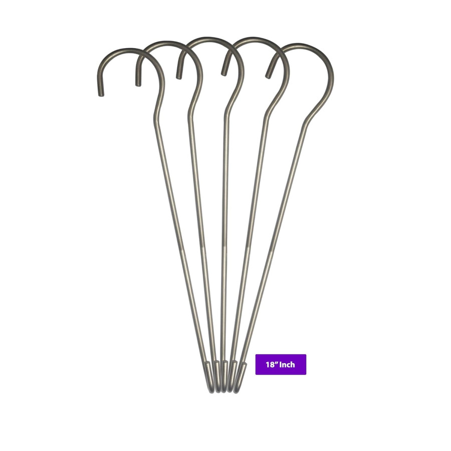 18-Inch Stainless Steel S Hooks for Kitchen Utensils & Home, (Pack of 5)