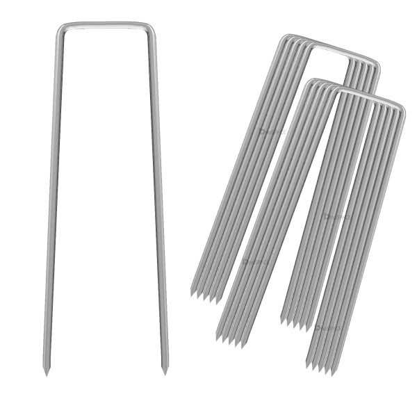 6-Inch Garden Stakes | Stainless Steel | U-Type Turf Staples | (Pack of 10)