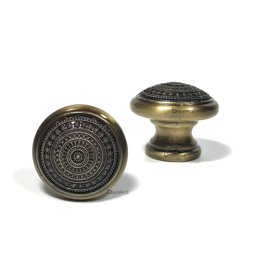 Antique Brass Knobs for Drawers - Rajwadi Style Zinc Craft Design ( pack of 2 )