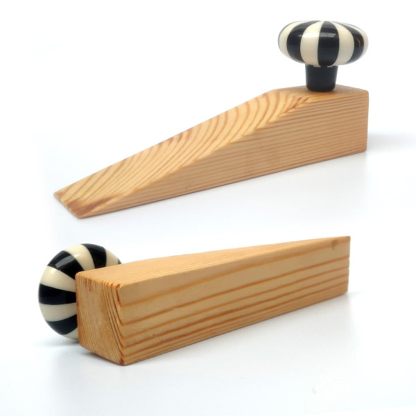 Black & White Resin Wooden Door Stopper Wedge – Home & Office Use (Pack of 1)