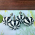 Fancy Black & White Resin Knobs for Wardrobes & Drawers  (Set of 4)