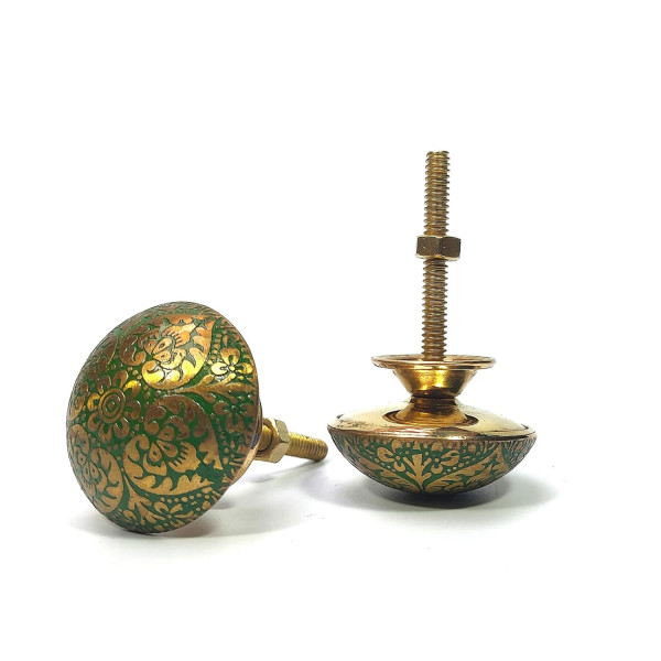 Brass Knobs for Drawers | Pack of 4 | Vintage Vibes | Stylish - Green