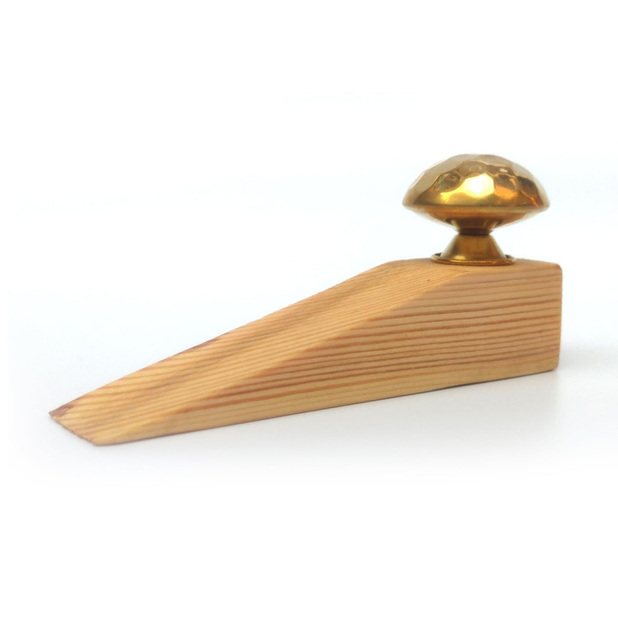 Door Stopper Wedge with Golden Hammered Knob  | Eco-Friendly (Pack of 1)