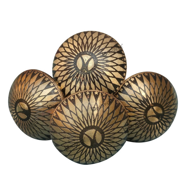 Gold Floral Etched Brass Cabinet Knobs for Cupboard Doors, Drawers,  Set of 4