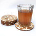 Handmade Round Wood & Resin Tea Coasters – Diamond Pattern (Set of 4)