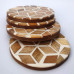 Handmade Round Wood & Resin Tea Coasters – Diamond Pattern (Set of 4)