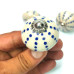 Handmade White Ceramic Knobs with Blue Dots – Vintage Cabinet  – Pack of 4