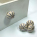 Handmade White Ceramic Knobs with Blue Dots – Vintage Cabinet  – Pack of 4