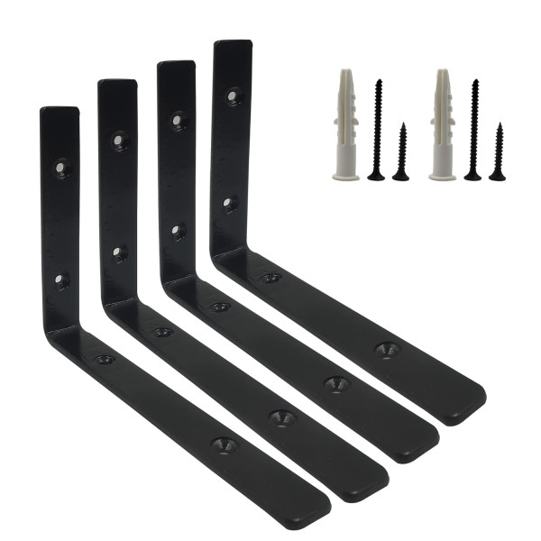 Heavy-Duty L-Shaped Wall Shelf Brackets - Set of 4  (16 x 10 x 1.8 cm)