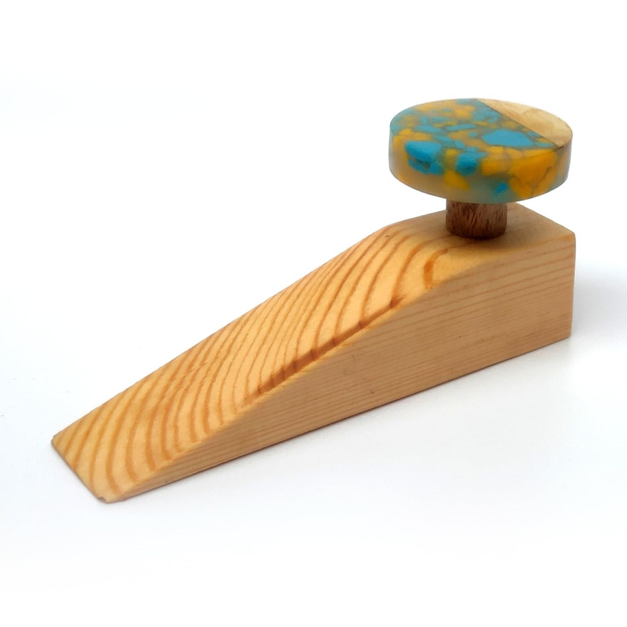 Multicolor Resin & Wooden Door Stopper Wedge – Non-Slip, Eco-Friendly (Pack of 1)