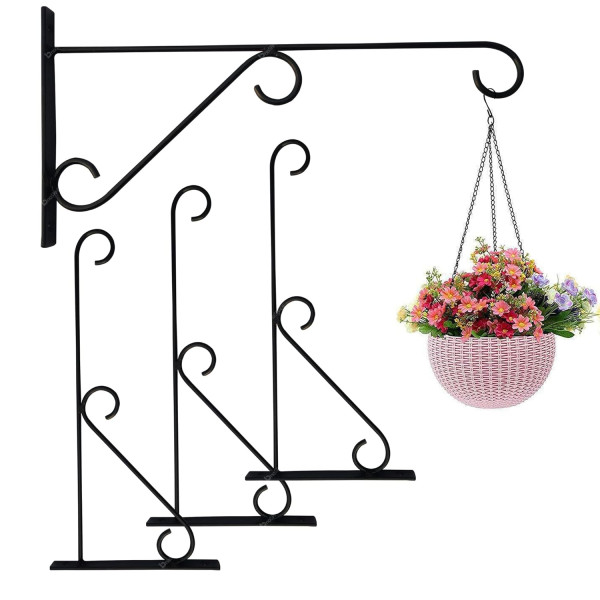 Wall-Mounted Metal Brackets for Hanging Pots, Feeders, and Decor - Set of 4